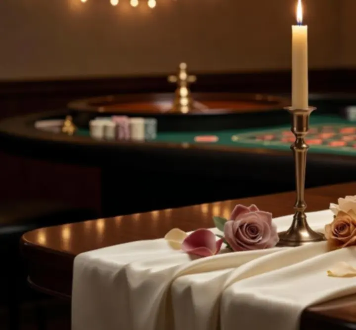 Elegáns fények és dekoráció kaszinó stílusú eseményen