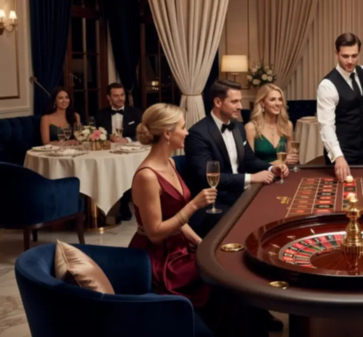 Elegáns rulettasztal felállítva egy exkluzív rendezvényen Magyarországon