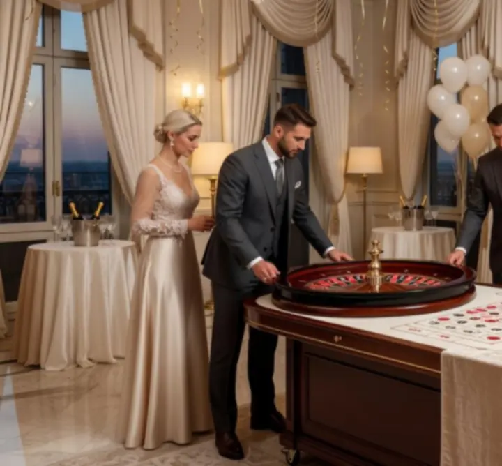 YURII POHORIELOV YRP.BUD csapata rulettasztalt készít elő egy rendezvény helyszínén